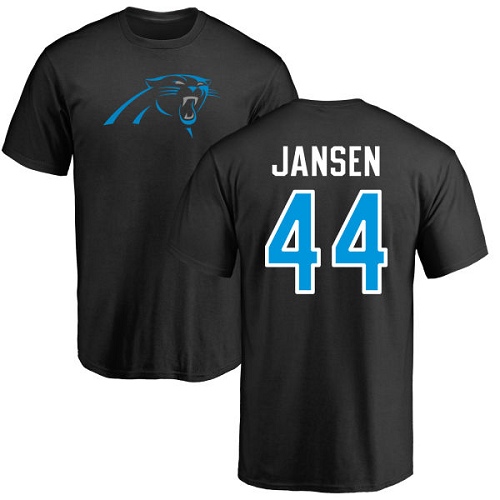 Carolina Panthers Men Black J.J. Jansen Name and Number Logo NFL Football #44 T Shirt->carolina panthers->NFL Jersey